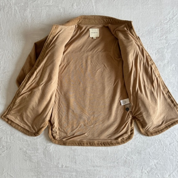 THREAD & SUPPLY Shirt Jacket Shacket S Camel Flannel Jersey Lined Button Front - Picture 6 of 15